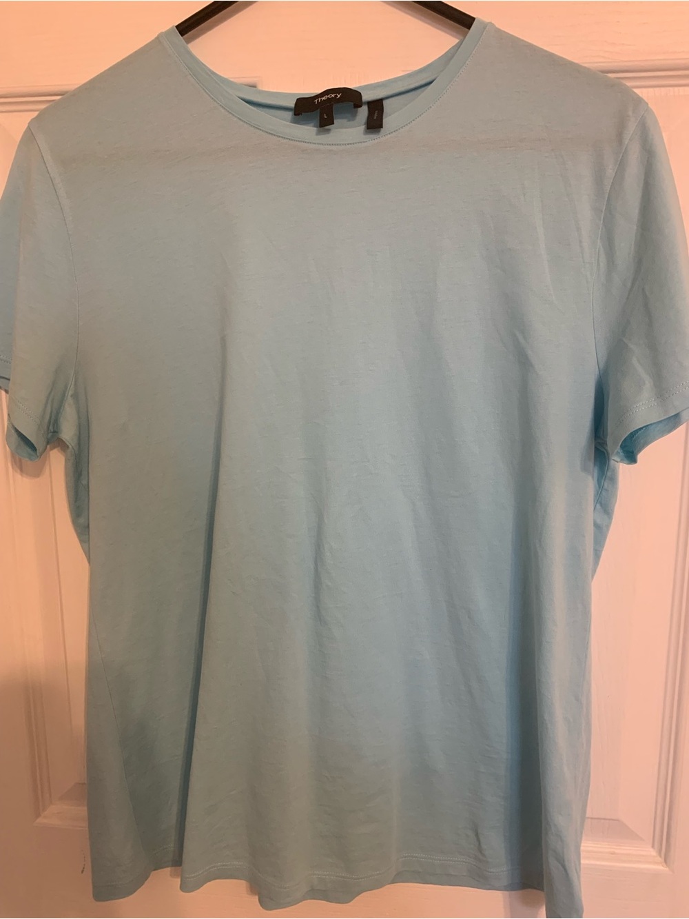 Theory Men’s Pale Blue Crew Neck Tee